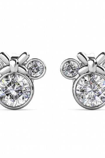 Stylacity Silver Minnie Mouse Swarovski Crystal Earrings Stylacity